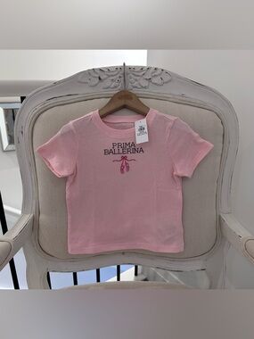🩰 18~24 Mth Pink Cotton 'Prima Ballerina' Baby Top NWT